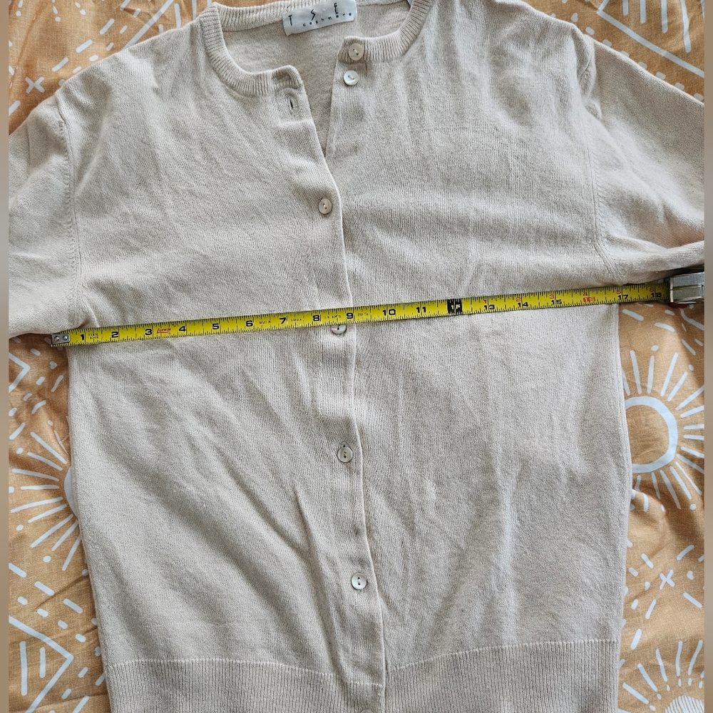 TSE Beige Crewneck Button-Front Cashmere Cardigan - Picture 7 of 8